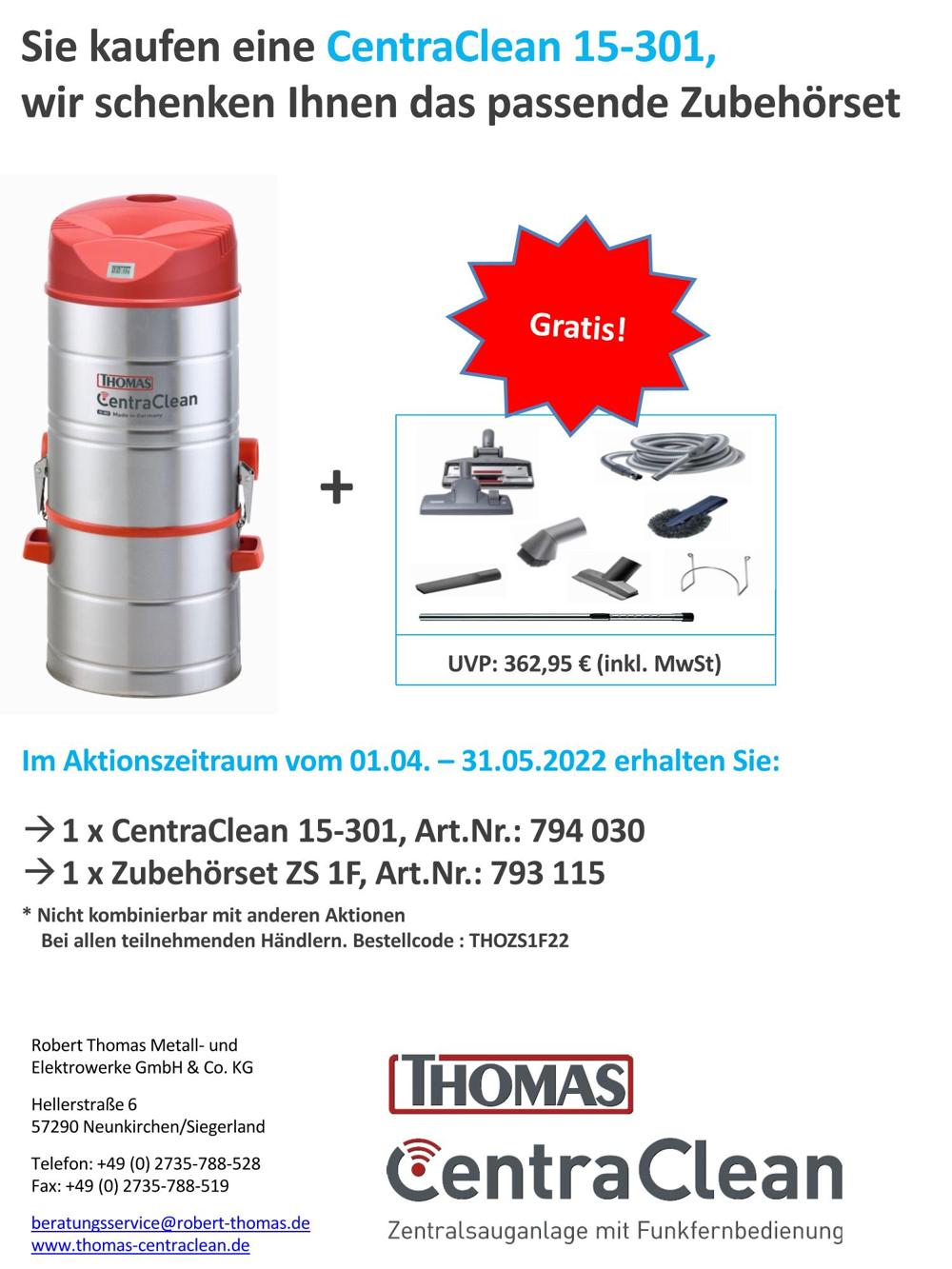 MESSEAKTION CentraClean 15-301 ZA mit ZS1F